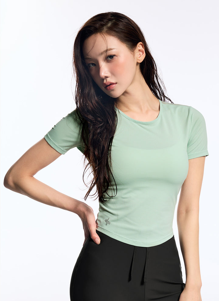 Breathable Mesh Back Twist Short Sleeve