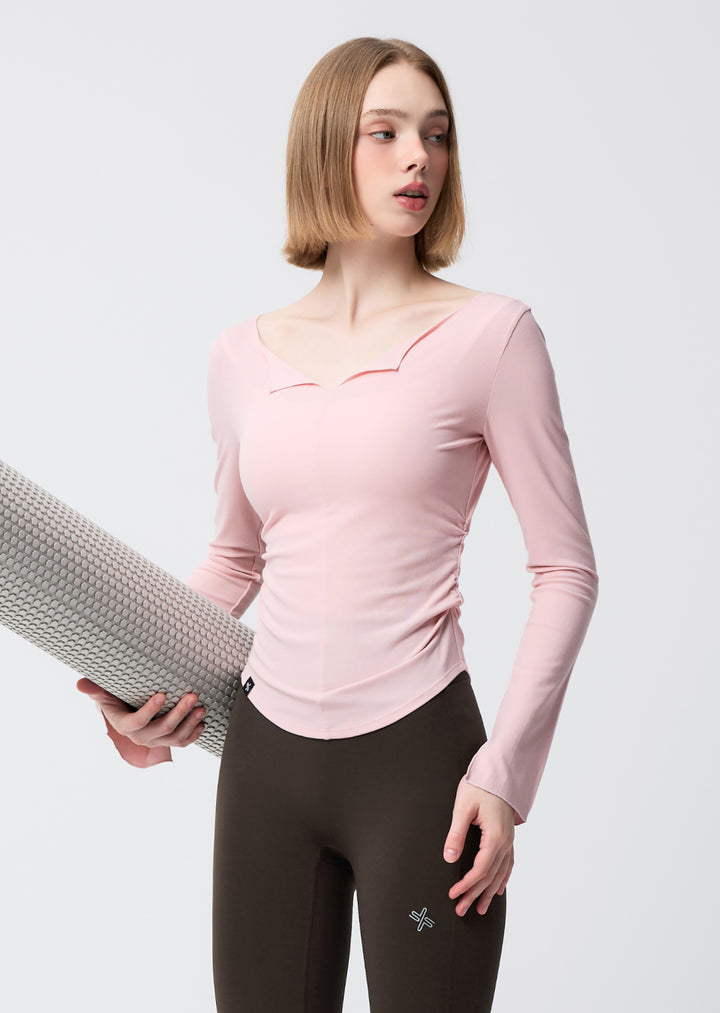 Open Slit Shirring Long Sleeve