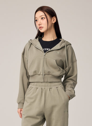 Warm Cotton Crop Hood Zip-up