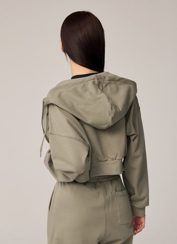 Warm Cotton Crop Hood Zip-up