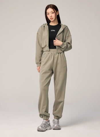 Warm Cotton Crop Hood Zip-up