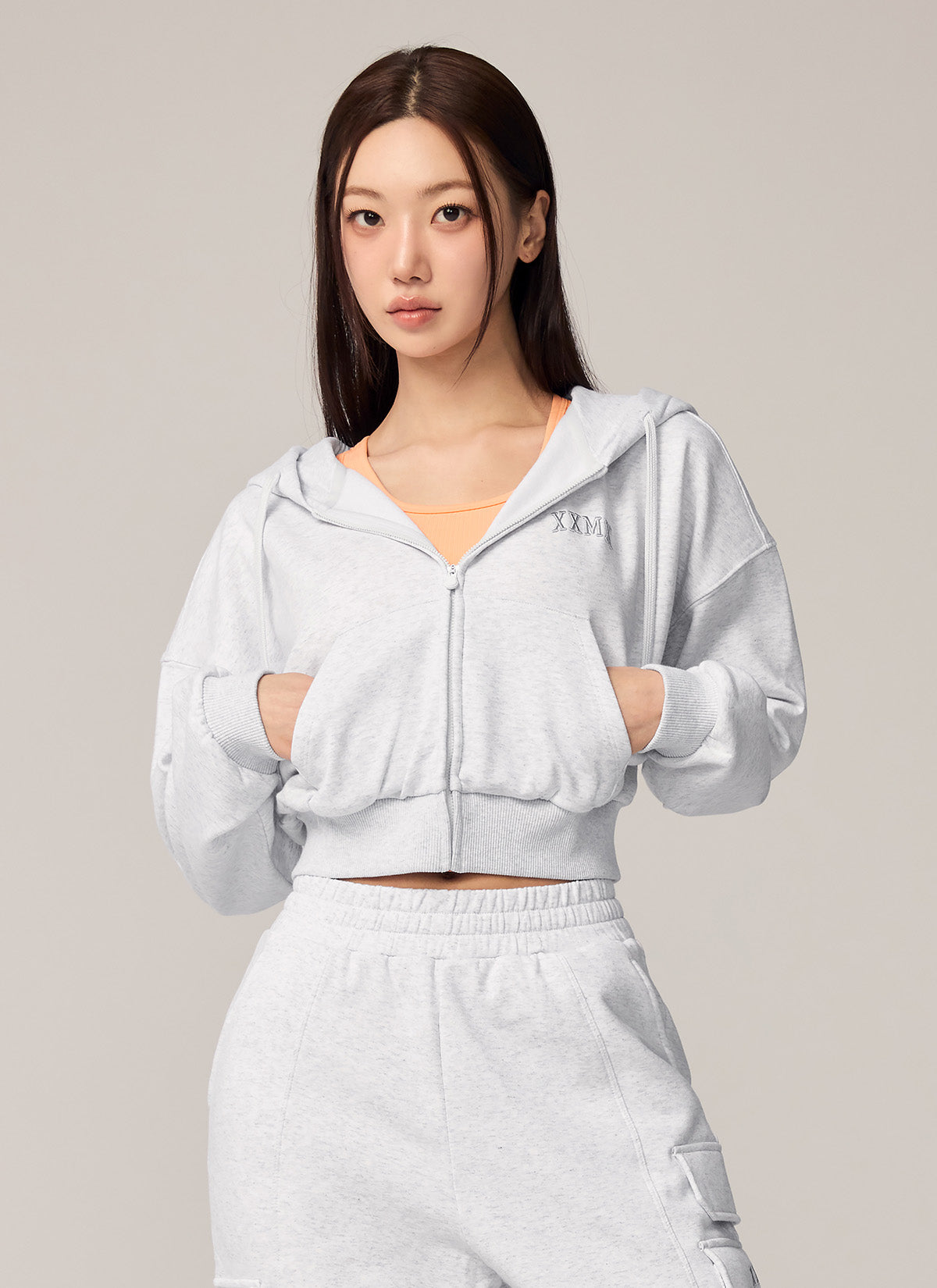 Warm Cotton Crop Hood Zip-up
