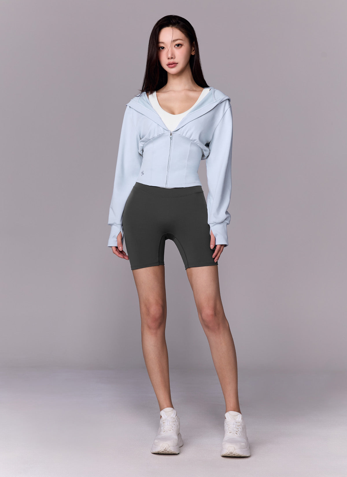 Deep V-Neck Sports Hoodie Zip Up Jaket