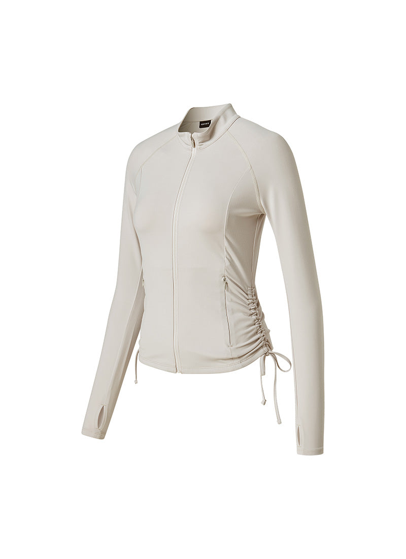 Side Shirring Two Way Zip-Up Sports Jacket
