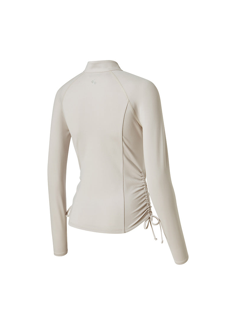 Side Shirring Two Way Zip-Up Sports Jacket