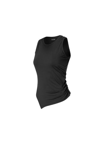 Unbalanced Side Shirring Sleeveless