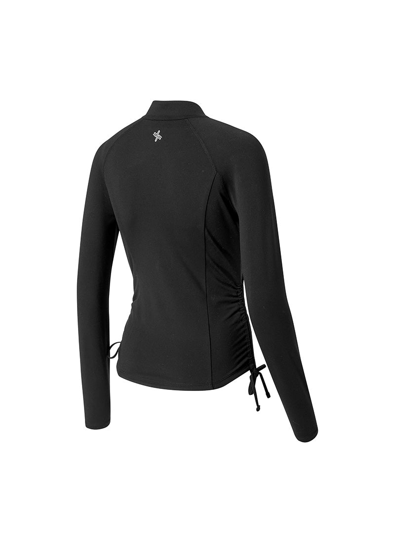 Side Shirring Two Way Zip-Up Sports Jacket