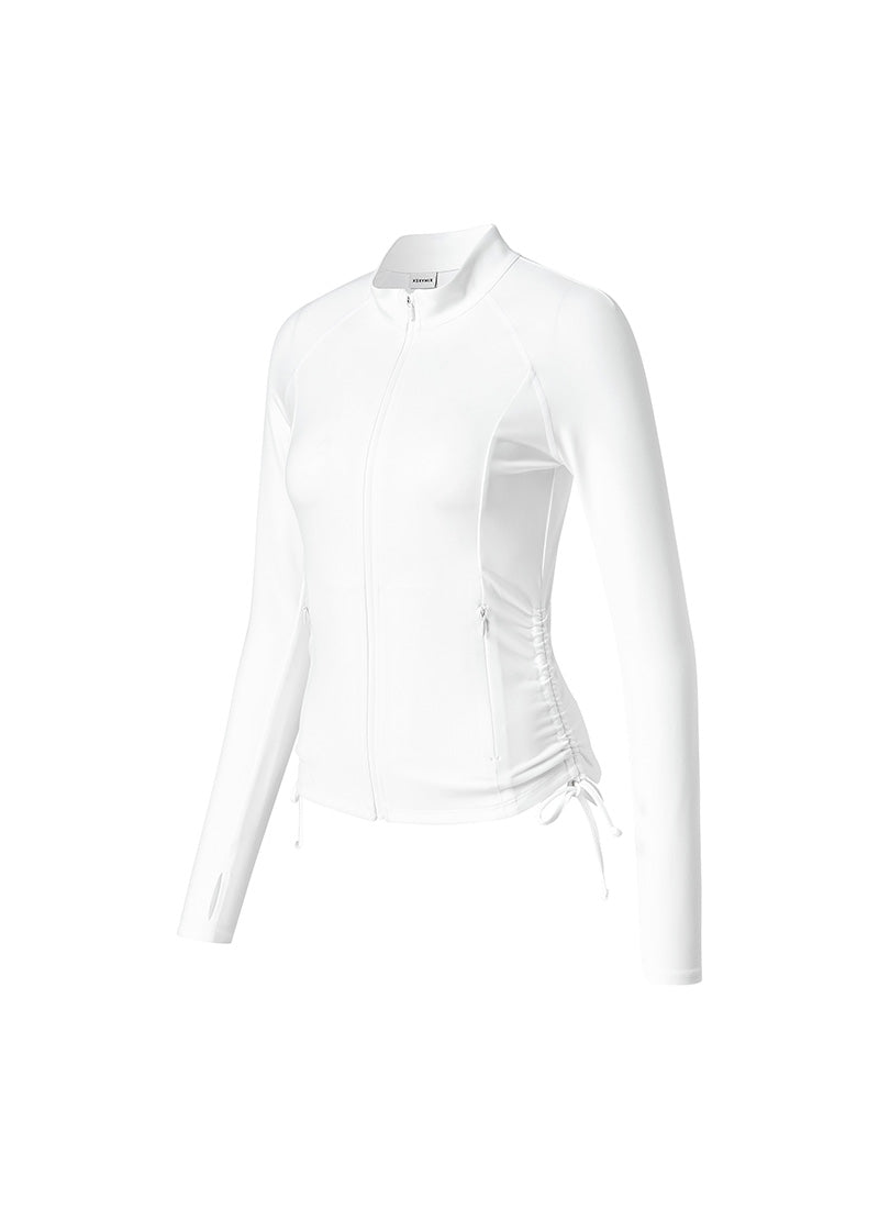 Side Shirring Two Way Zip-Up Sports Jacket