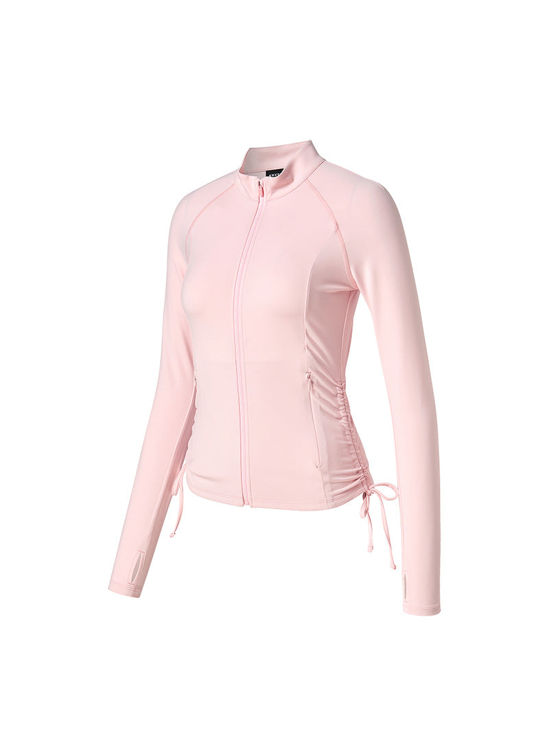 Side Shirring Two Way Zip-Up Sports Jacket