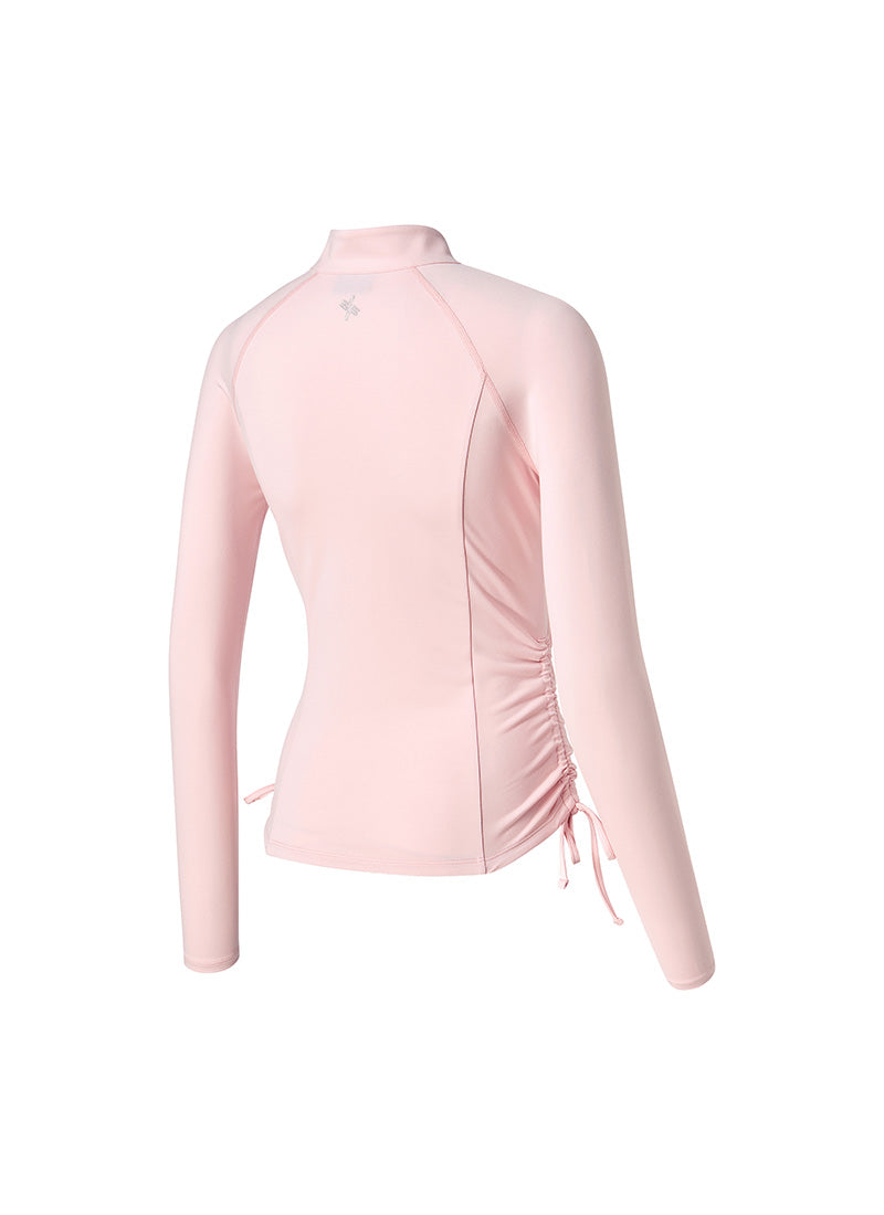 Side Shirring Two Way Zip-Up Sports Jacket