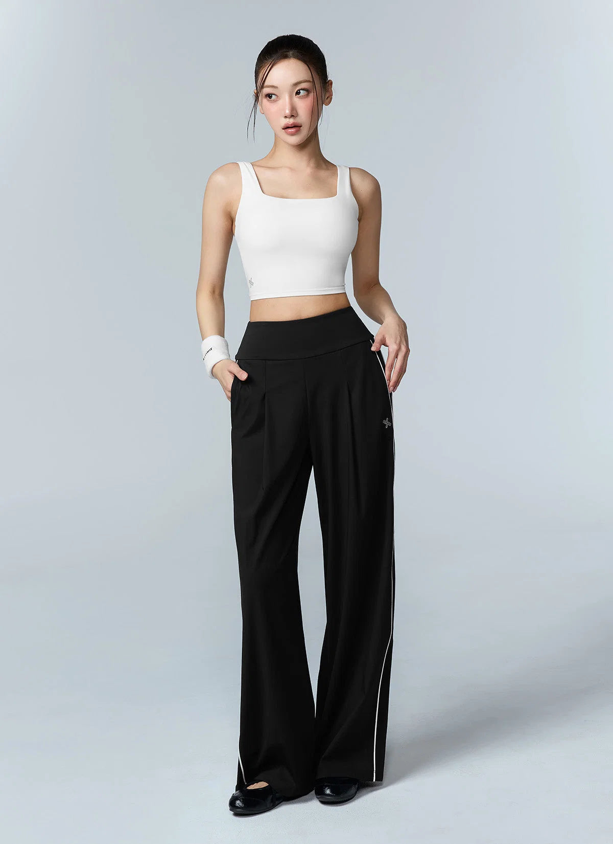 Cooling Comfort Piping Pintuck Wide Pants