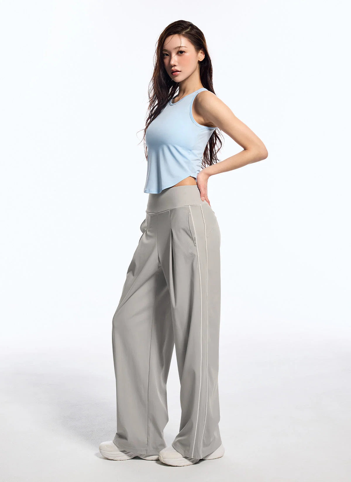 Cooling Comfort Piping Pintuck Wide Pants