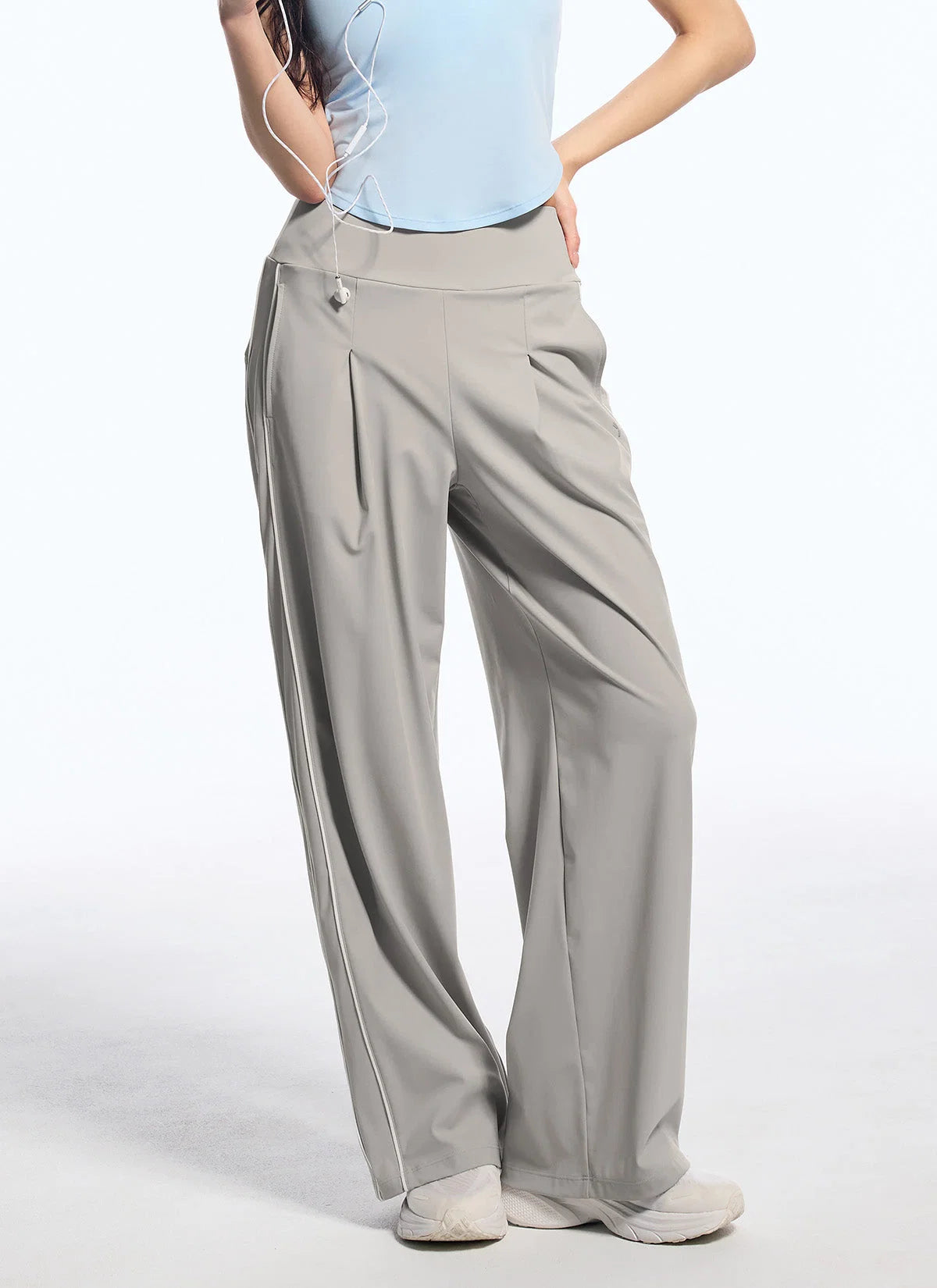 Cooling Comfort Piping Pintuck Wide Pants
