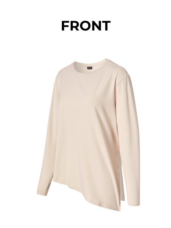 Peach-like One-Slit Loose Fit Long Sleeve