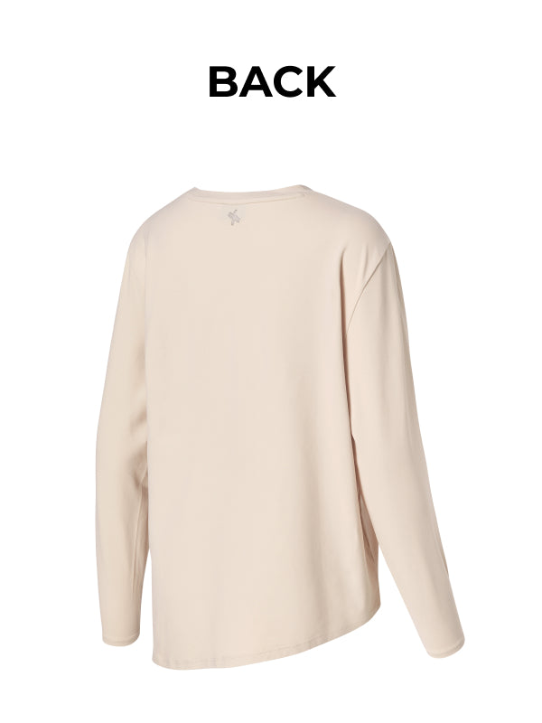 Peach-like One-Slit Loose Fit Long Sleeve