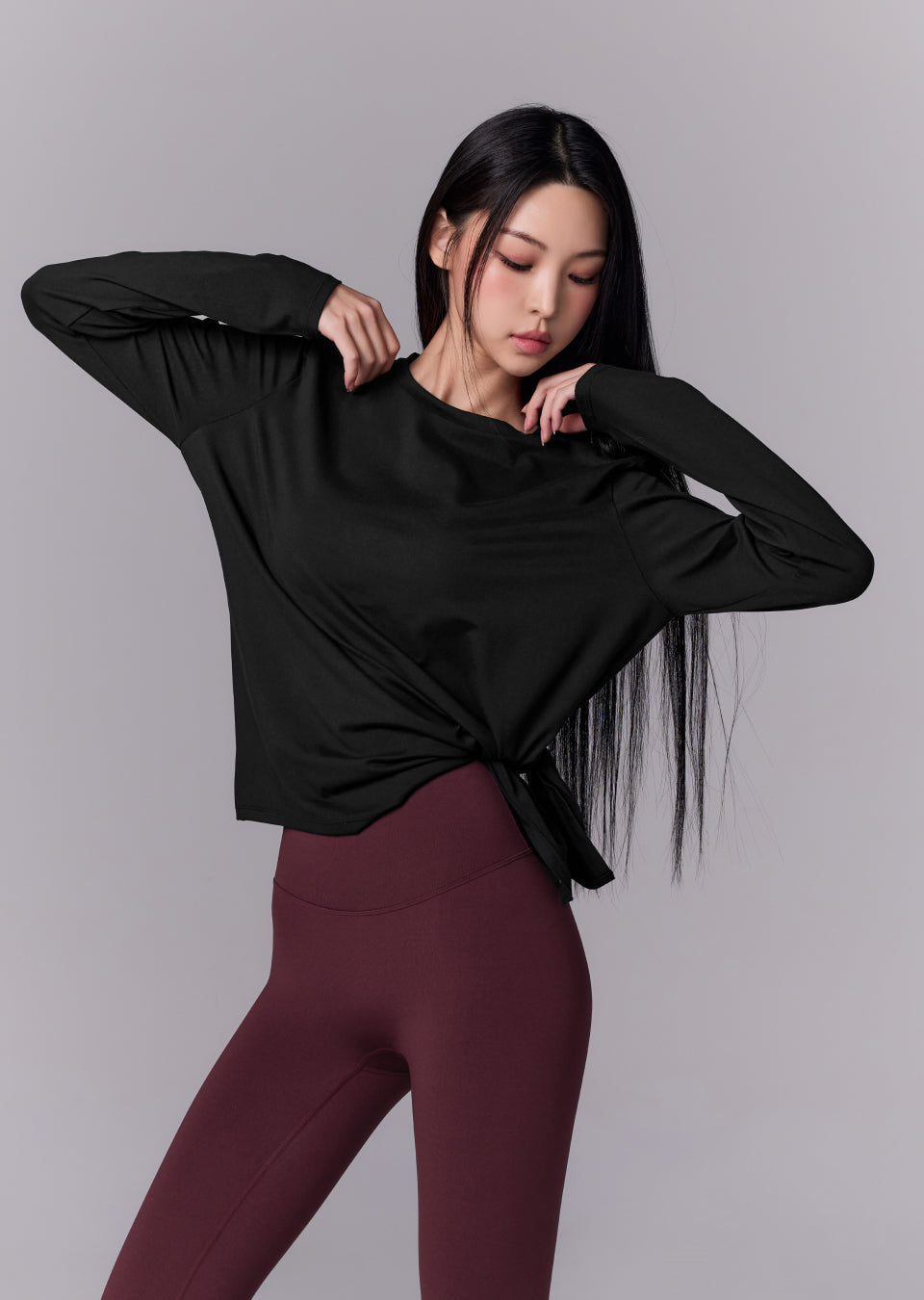 Peach-like One-Slit Loose Fit Long Sleeve