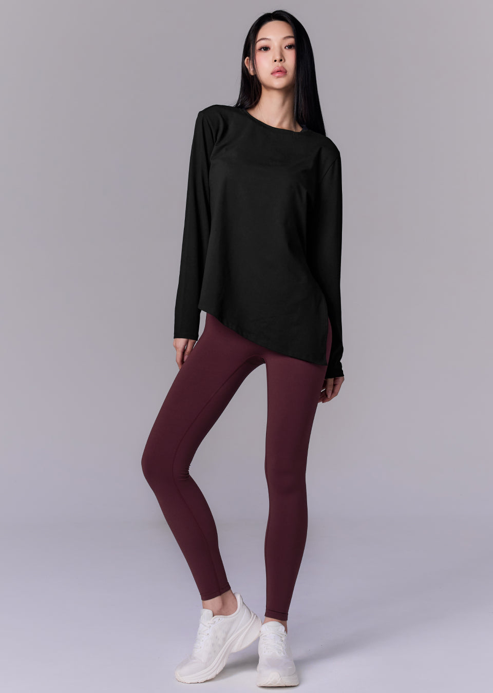 Peach-like One-Slit Loose Fit Long Sleeve