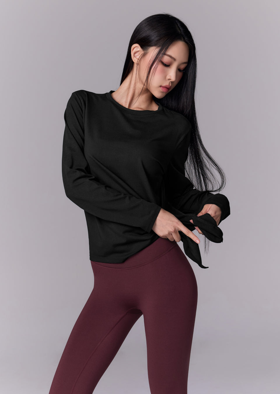 Peach-like One-Slit Loose Fit Long Sleeve