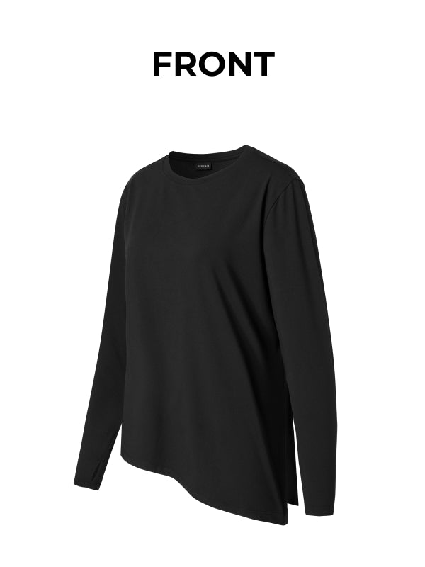 Peach-like One-Slit Loose Fit Long Sleeve