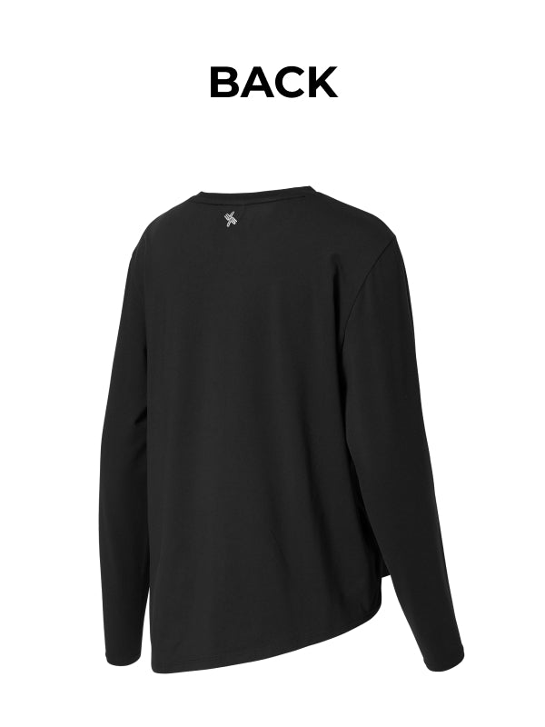 Peach-like One-Slit Loose Fit Long Sleeve