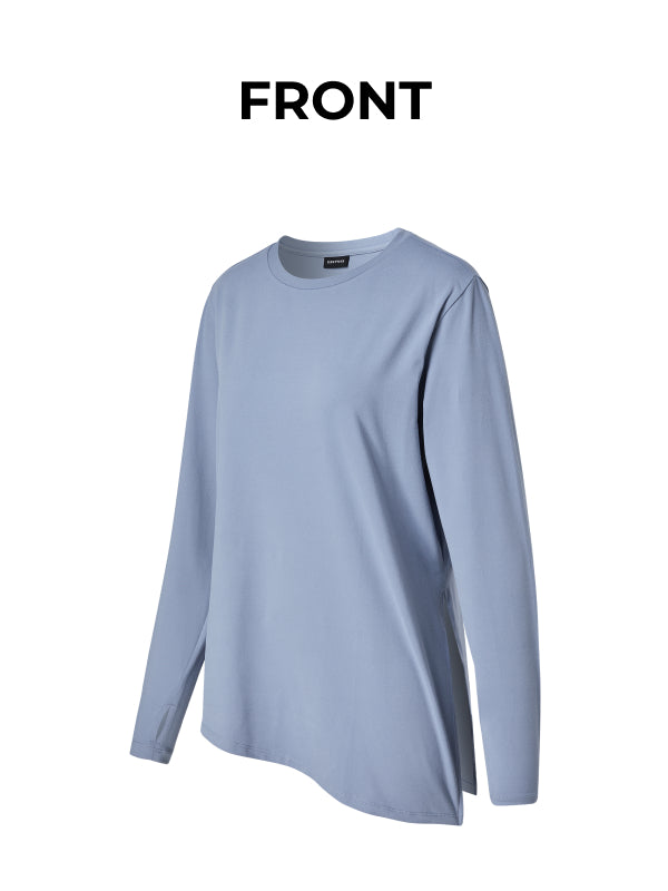 Peach-like One-Slit Loose Fit Long Sleeve