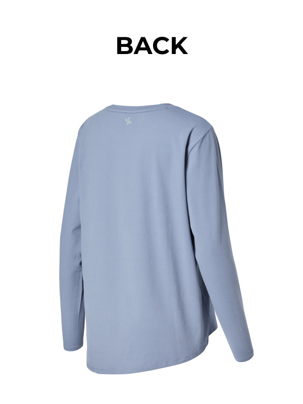 Peach-like One-Slit Loose Fit Long Sleeve