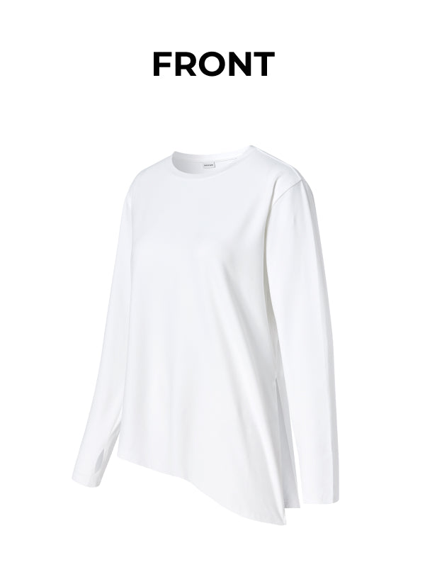 Peach-like One-Slit Loose Fit Long Sleeve