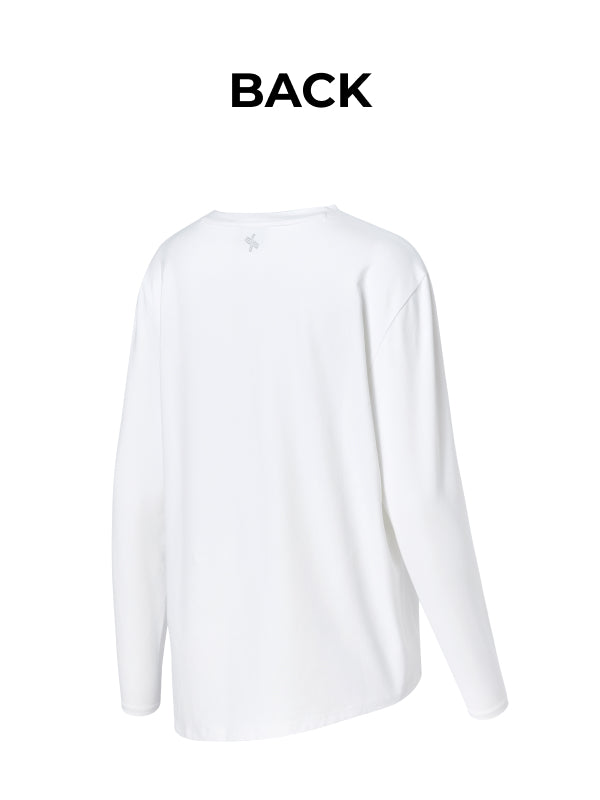 Peach-like One-Slit Loose Fit Long Sleeve