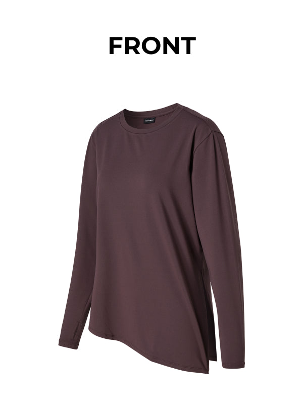 Peach-like One-Slit Loose Fit Long Sleeve