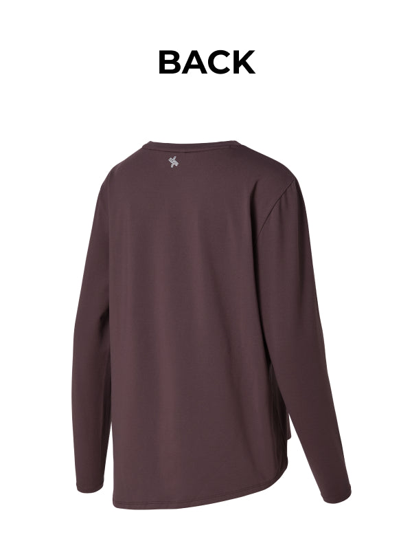 Peach-like One-Slit Loose Fit Long Sleeve