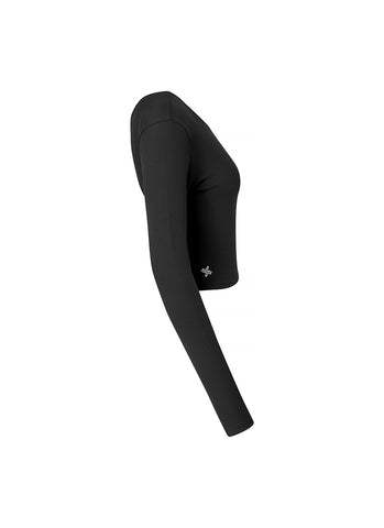 Ribbed Back Slit Finger Hole Long Sleeve