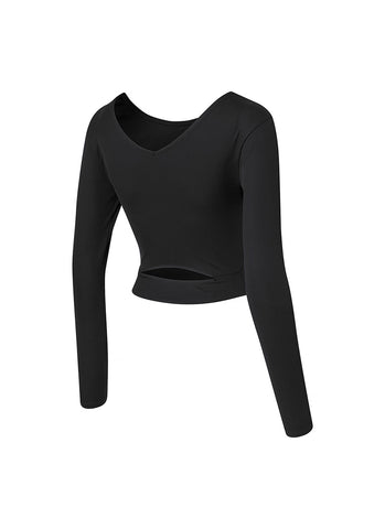 Ribbed Back Slit Finger Hole Long Sleeve
