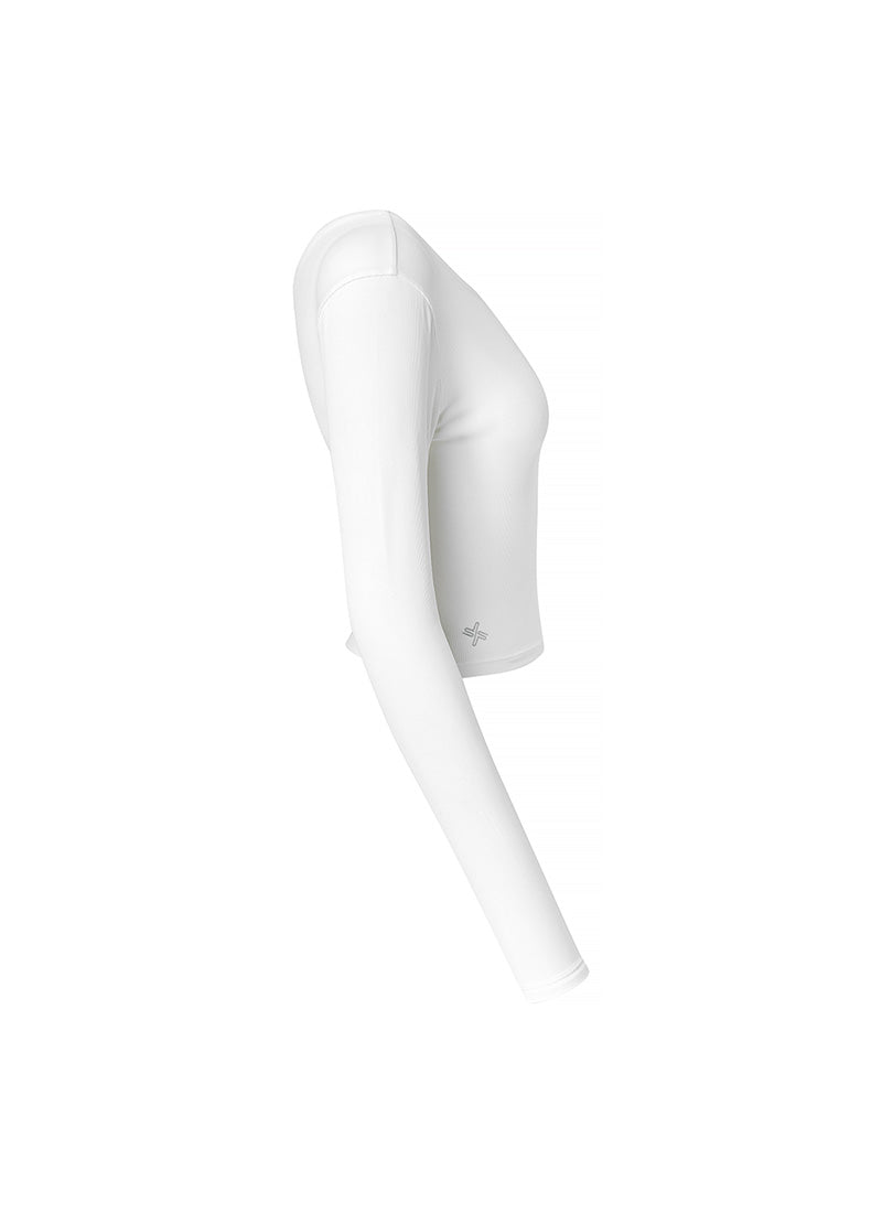 Ribbed Back Slit Finger Hole Long Sleeve