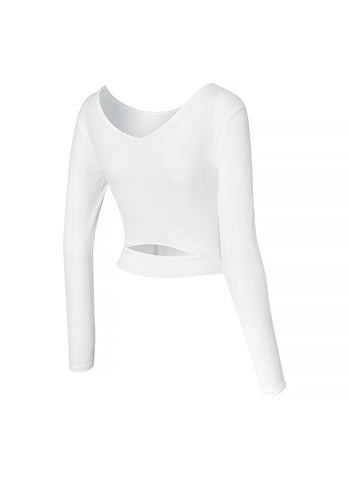 Ribbed Back Slit Finger Hole Long Sleeve