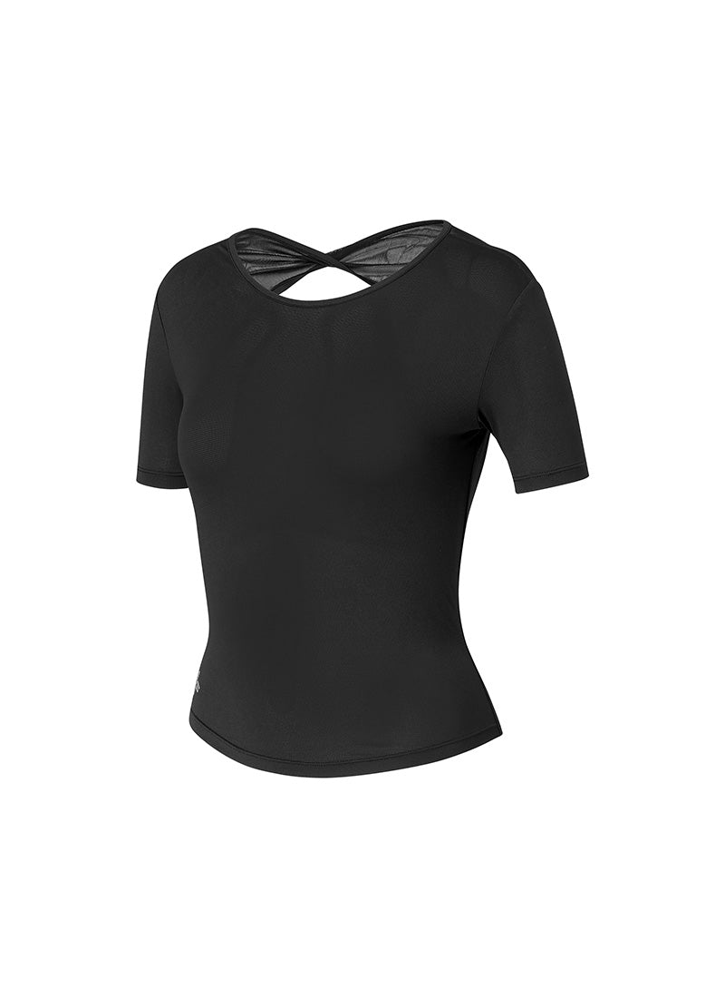 Breathable Mesh Back Twist Short Sleeve