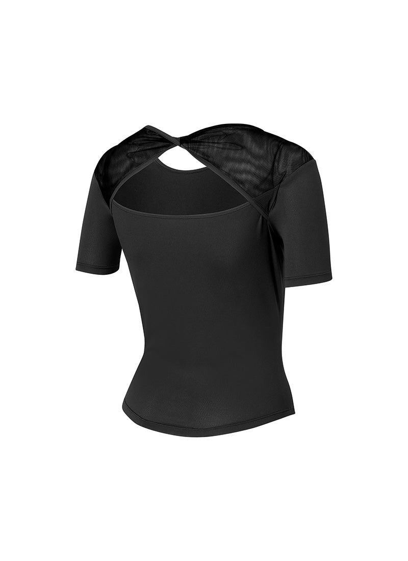 Breathable Mesh Back Twist Short Sleeve