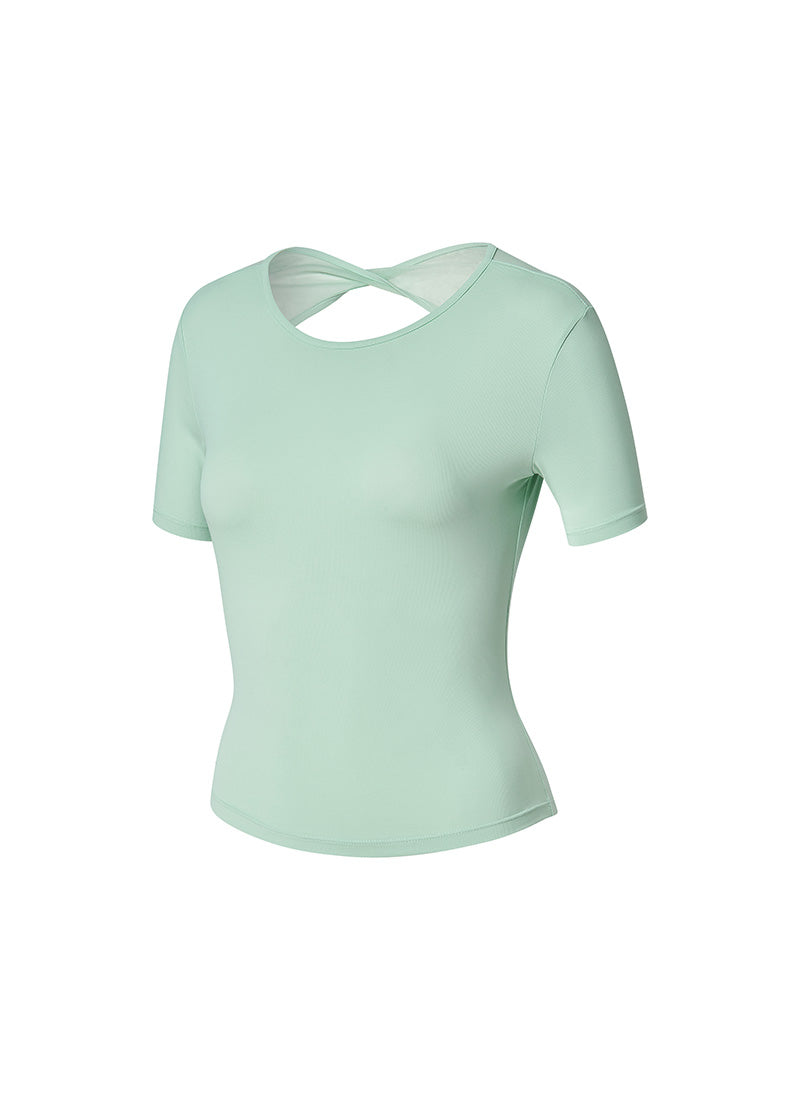 Breathable Mesh Back Twist Short Sleeve