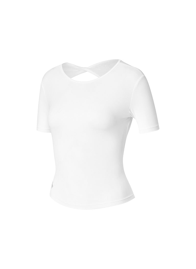 Breathable Mesh Back Twist Short Sleeve