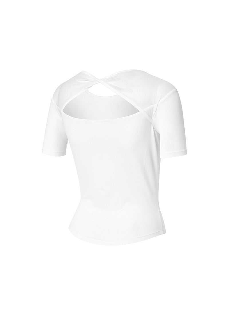 Breathable Mesh Back Twist Short Sleeve