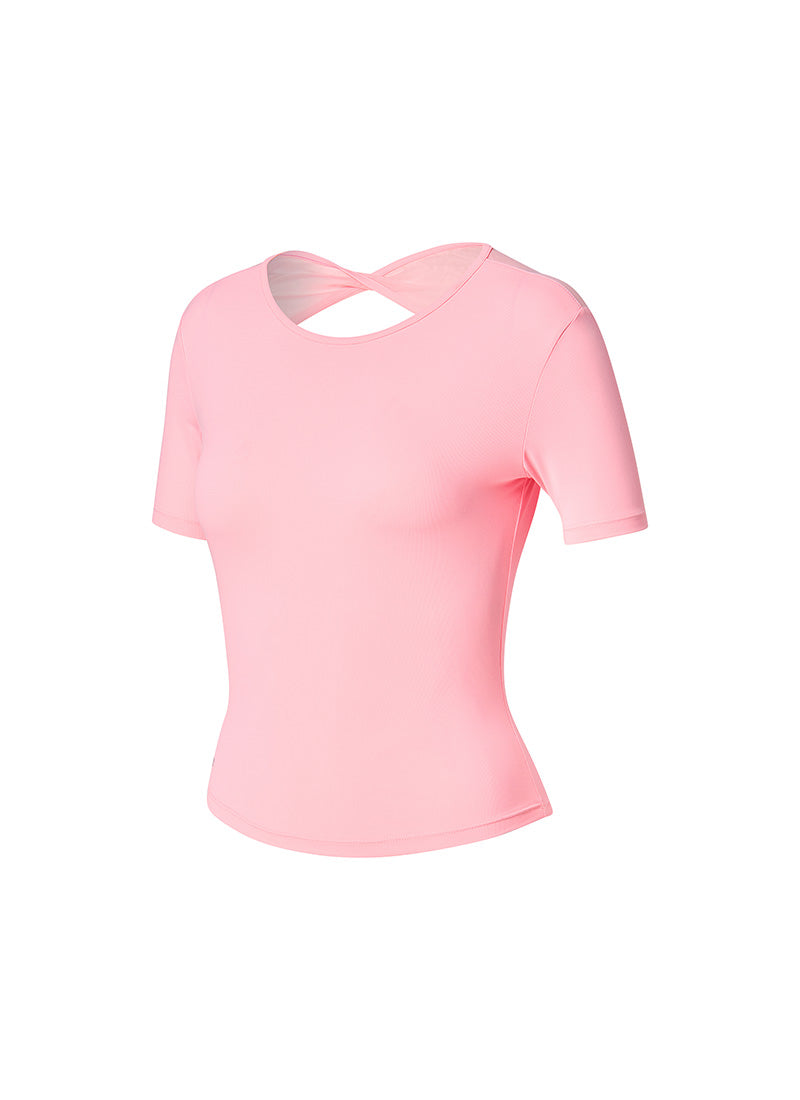 Breathable Mesh Back Twist Short Sleeve