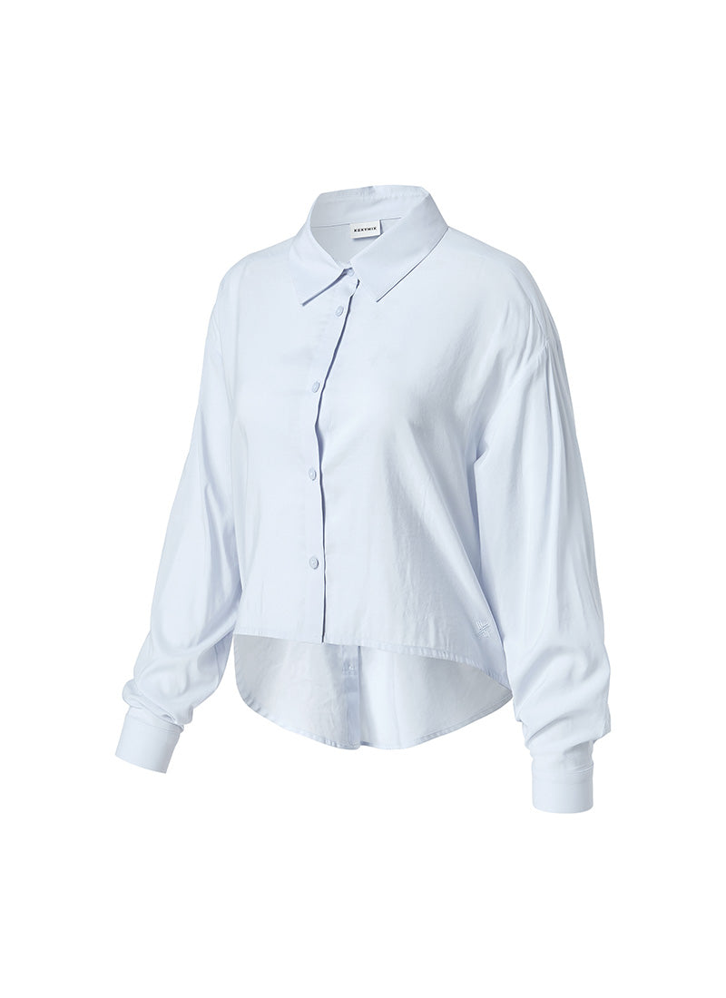 Lightweight Back-Button Crop Shirt