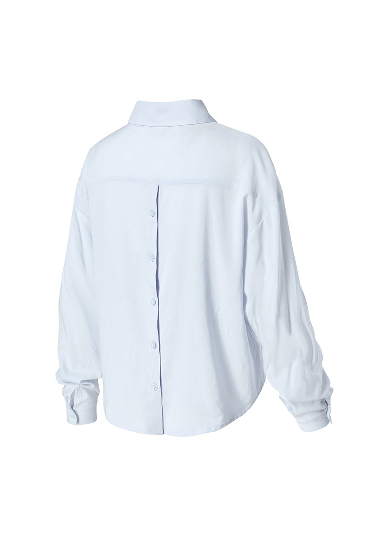 Lightweight Back-Button Crop Shirt