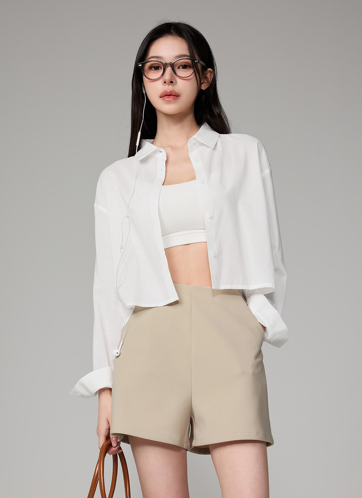 Lightweight Back-Button Crop Shirt