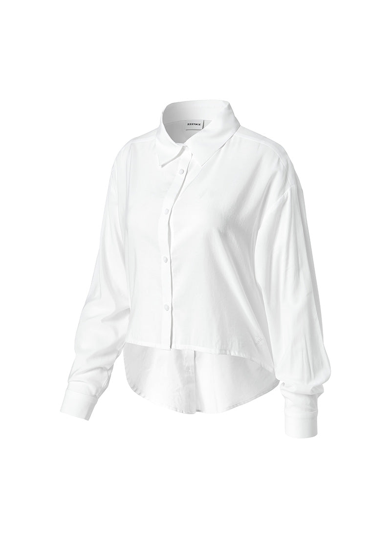 Lightweight Back-Button Crop Shirt