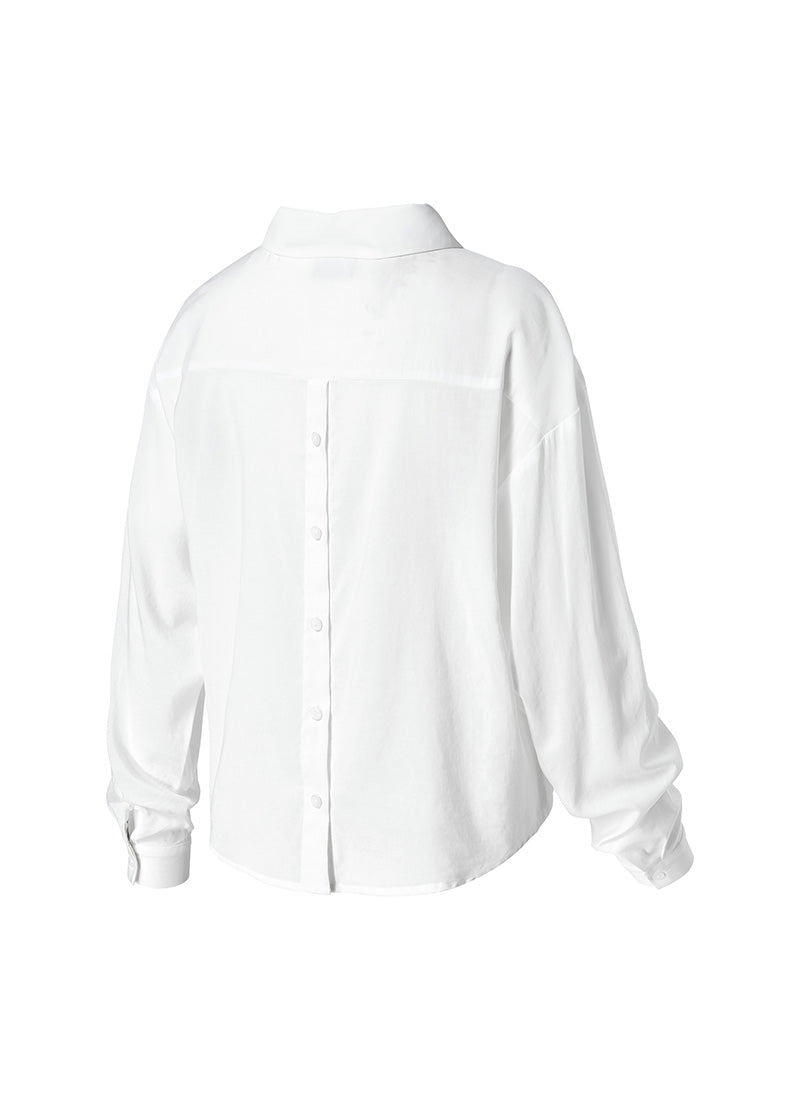 Lightweight Back-Button Crop Shirt