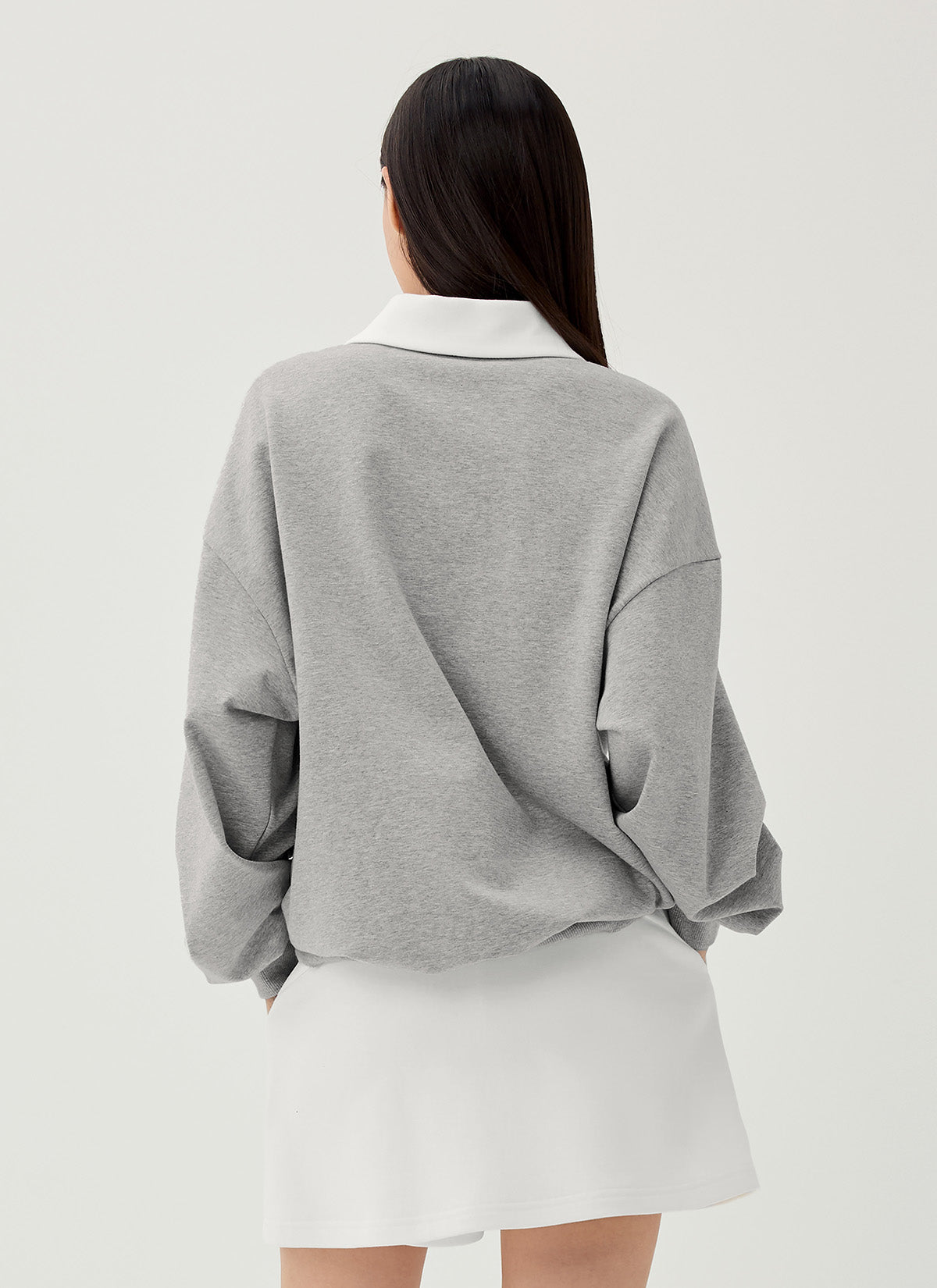 Color Block Collar Loose Fit Sports Sweatshirt
