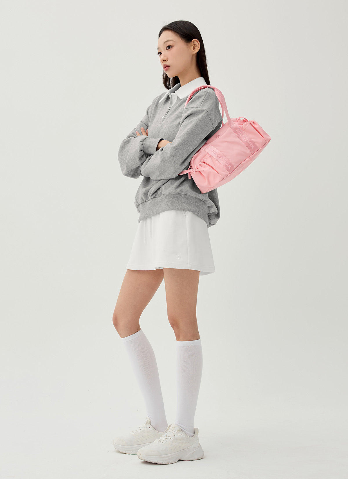 Color Block Collar Loose Fit Sports Sweatshirt