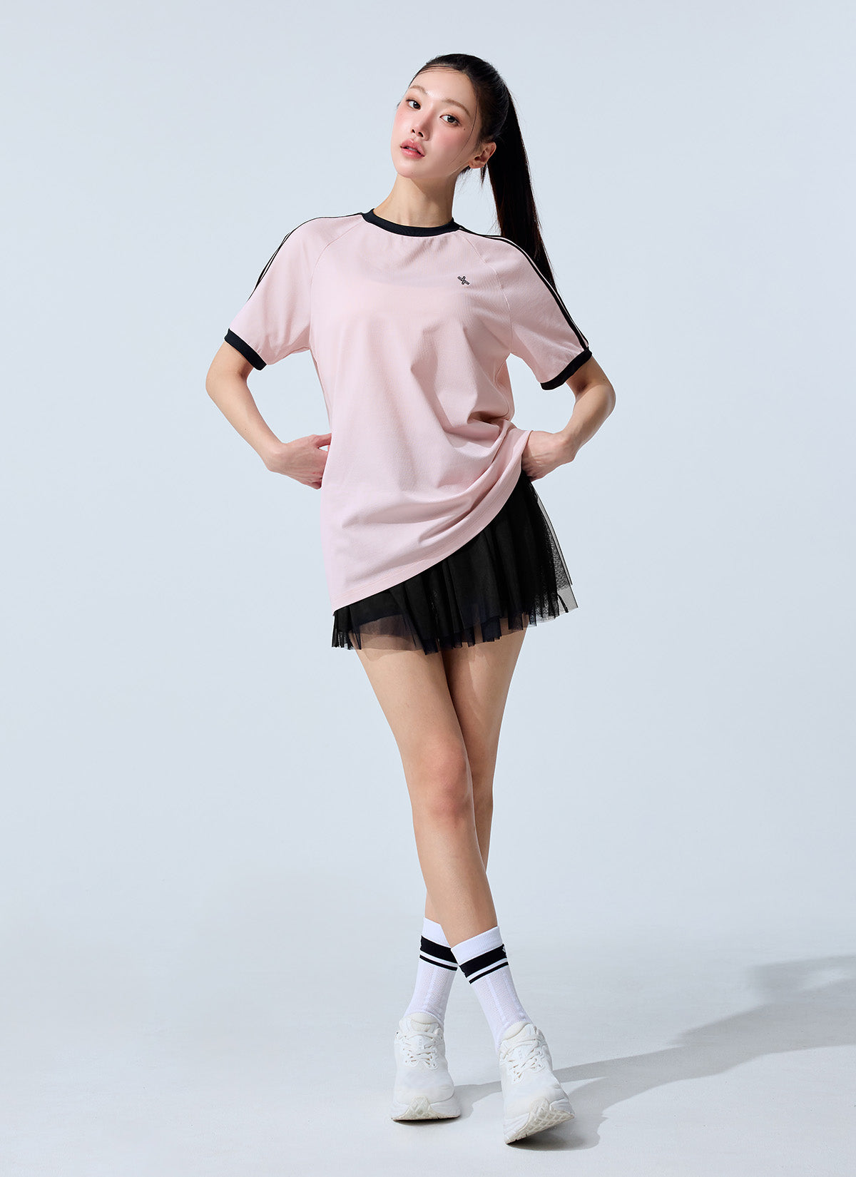 Mesh Band Two-in-One Tulle Skirt
