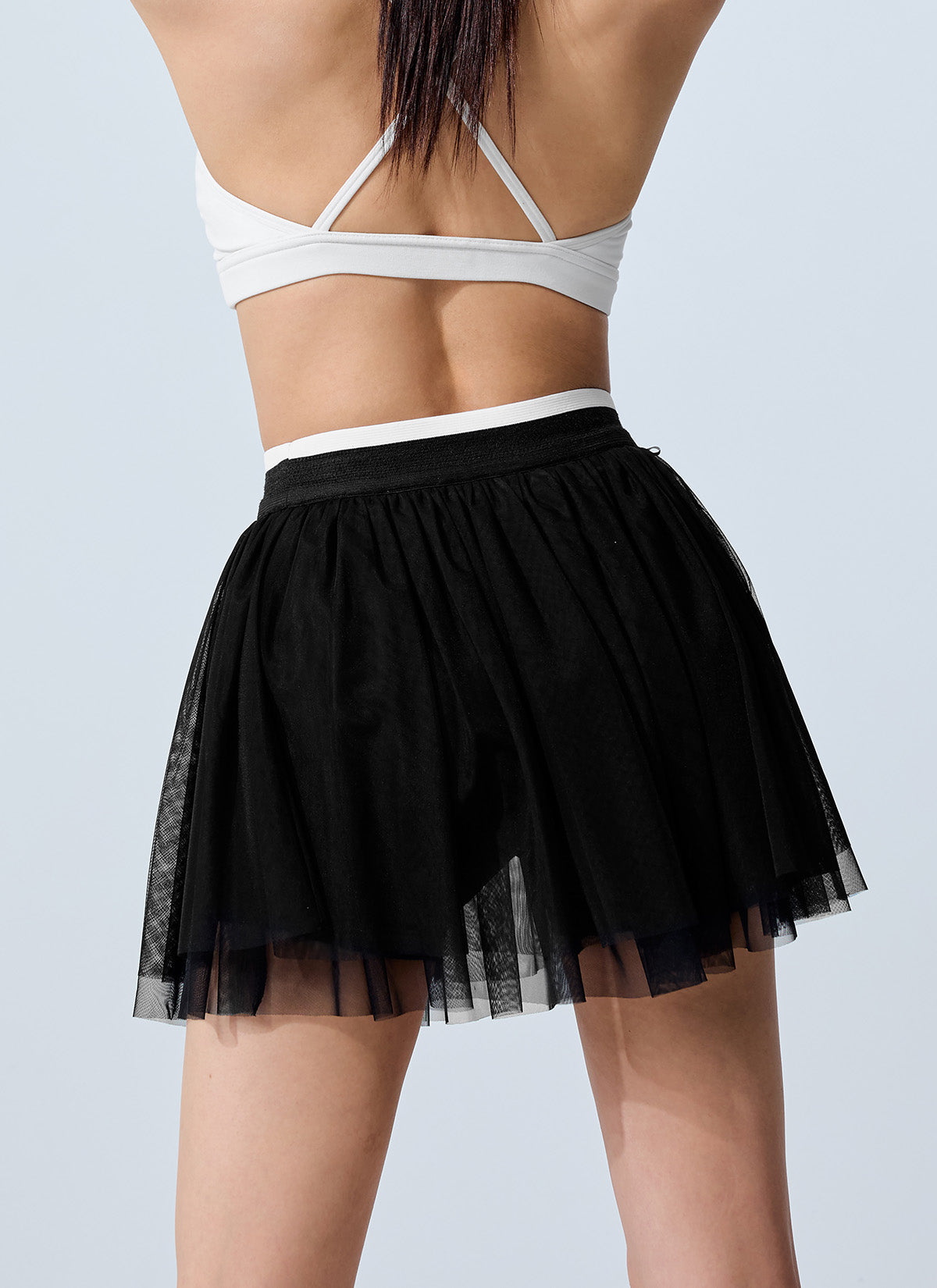Mesh Band Two-in-One Tulle Skirt