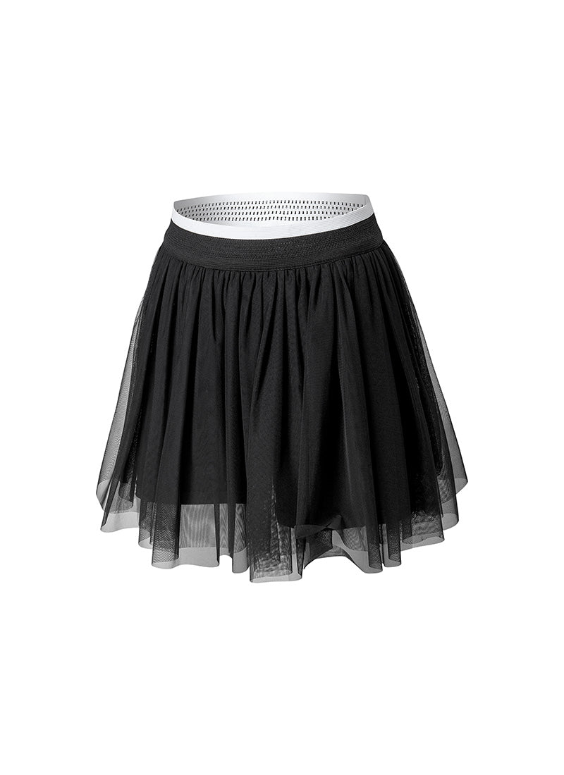 Mesh Band Two-in-One Tulle Skirt
